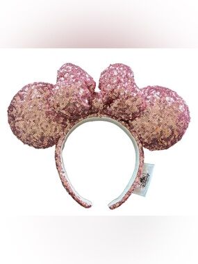 NWOT Rose Pink Sequin MinnieStyle Ear Headband NWOT